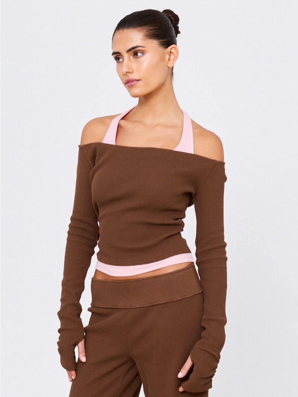 PhePhe Twofold Top Chocolate / Bubblegum Pink